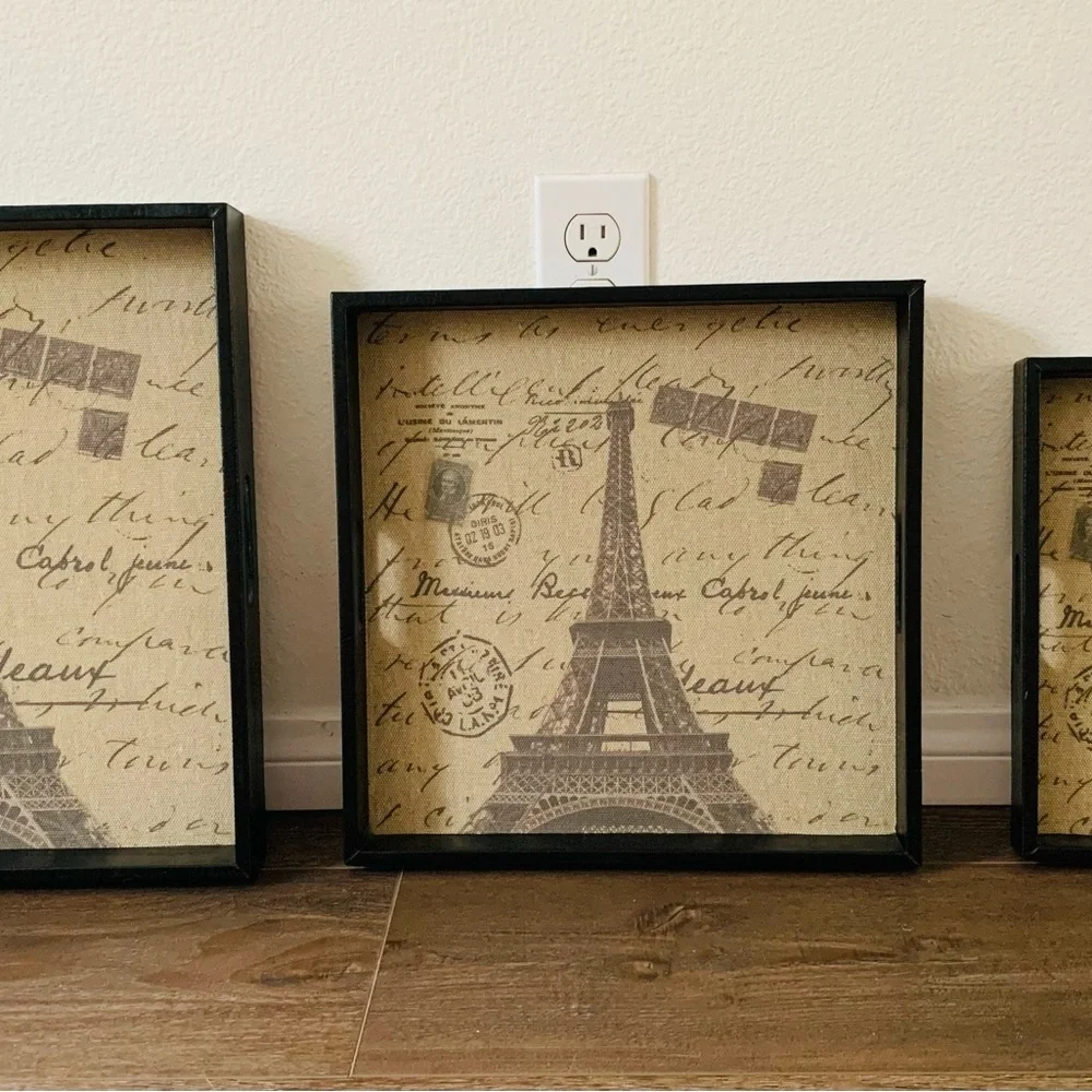 Eiffel Tower Vintage Black and Tan set of trays
